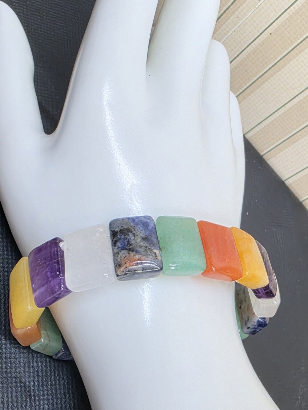 Natural Stone Chakra Stretch Bracelet Amethyst Citrine Aventurine